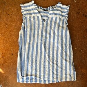 Talbot’s MP sleeveless blouse, blue and white vertical striped